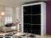 Fully Framed Sliding Wardrobe Doors Black Glass with Horizontal Strips