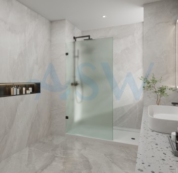 Frameless Shower Screen Frosted Glass Fixed Free Standing Panel 2000H pre-drilled holes