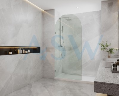 Frameless Shower Screen Arched Fixed Panel 2200H with Brackets