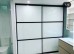 Slim Line Framed Sliding Wardrobe Doors Super white Glass With Horizontal Strips