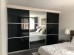 Fully Framed Sliding Wardrobe Doors Black Glass with Horizontal Strips
