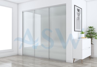 Slim Line Framed Sliding Wardrobe Doors Translucent Frosted Glass