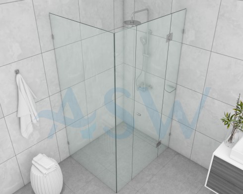 Frameless Shower screen Corner Hinge Panel & Door & Infill & Return 2050H
