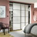 Frameless Sliding Wardrobe Doors Super white Glass With Horizontal Strips