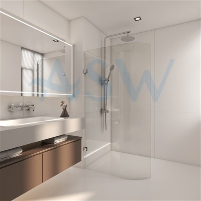 Frameless Shower Screen Fixed Free Standing body curved glass Panel 2100H pre-drilled