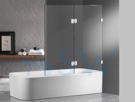 Frameless Shower Screen Hinge Panel & Door Bathtub 1500H pre-drilled glass