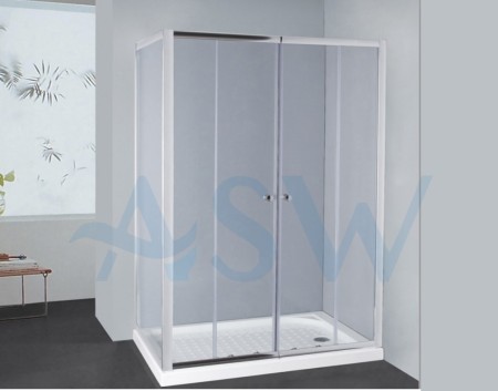 Semi Frameless Shower Screen Corner with Double Sliding Doors 2000H Adjustable