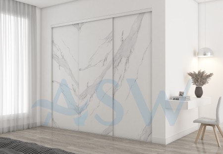 Frameless Sliding Wardrobe Doors Textured Marble