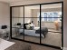 Slim Line Framed Sliding Wardrobe Doors Mirror With Horizontal Strips