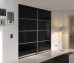 Slim Line Framed Sliding Wardrobe Doors Black Glass Finish With Horizontal Strips
