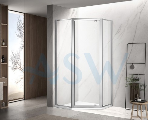 Fully Framed Shower Screen Diamond Shape With Pivot Door 2000H