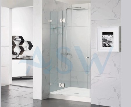 Frameless Shower Screen Wall to Wall Hinge Panel and Door 2000H pre-drilled holes glass