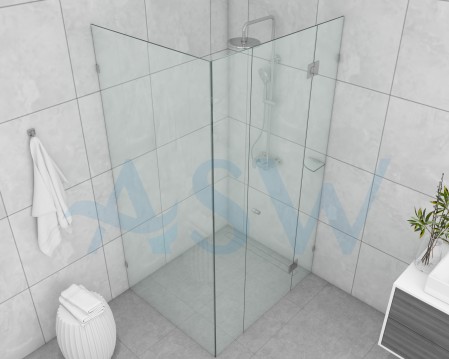 Frameless Shower screen Corner Hinge Panel & Door & Infill & Return 2050H